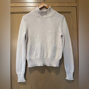 J. Crew Cream Turtleneck Rolled Hemline Sweater / Cotton / xsmall